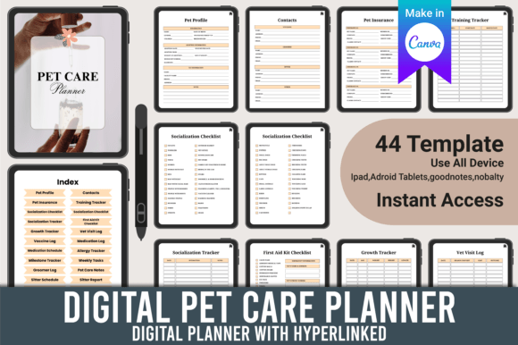 Download Digital Pet Care Planner Canva Template - Pet Collection
