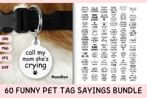 Download 60 Funny Pet Tag Sayings SVG Bundle - Premium Resources