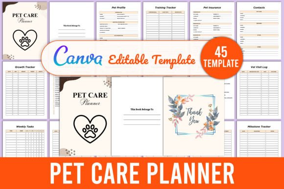 Download Editable Pet Care Planner Canva Template - Pet Collection