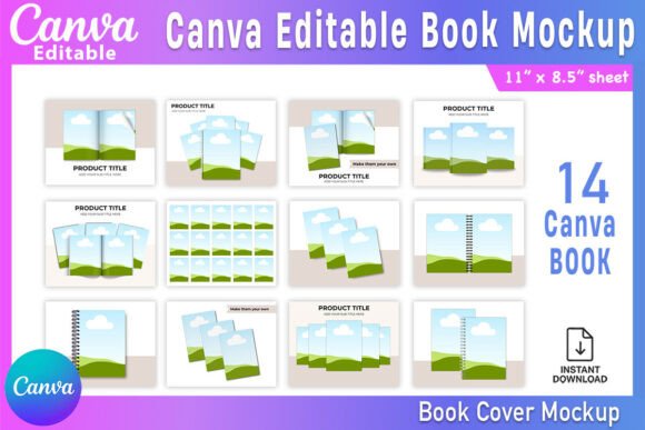 Download 14 Canva Editable Book Mockup Bundle - Premium Bundle