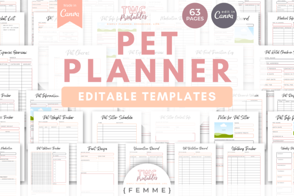 Download Pet Planner Canva Templates | FEMME - Pet Collection