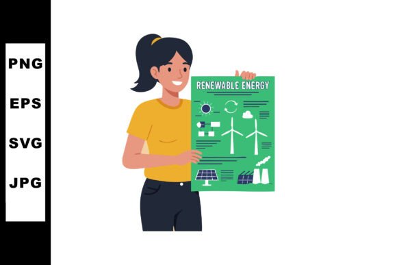 Download Woman Holding Renewable Energy Infograph - New Collection