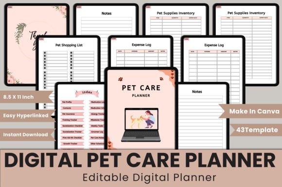 Download Digital Pet Care Planner Canva Interior - Pet Collection