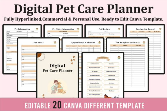 Download Digital Pet Care Planner for Ipad Canva - Pet Collection
